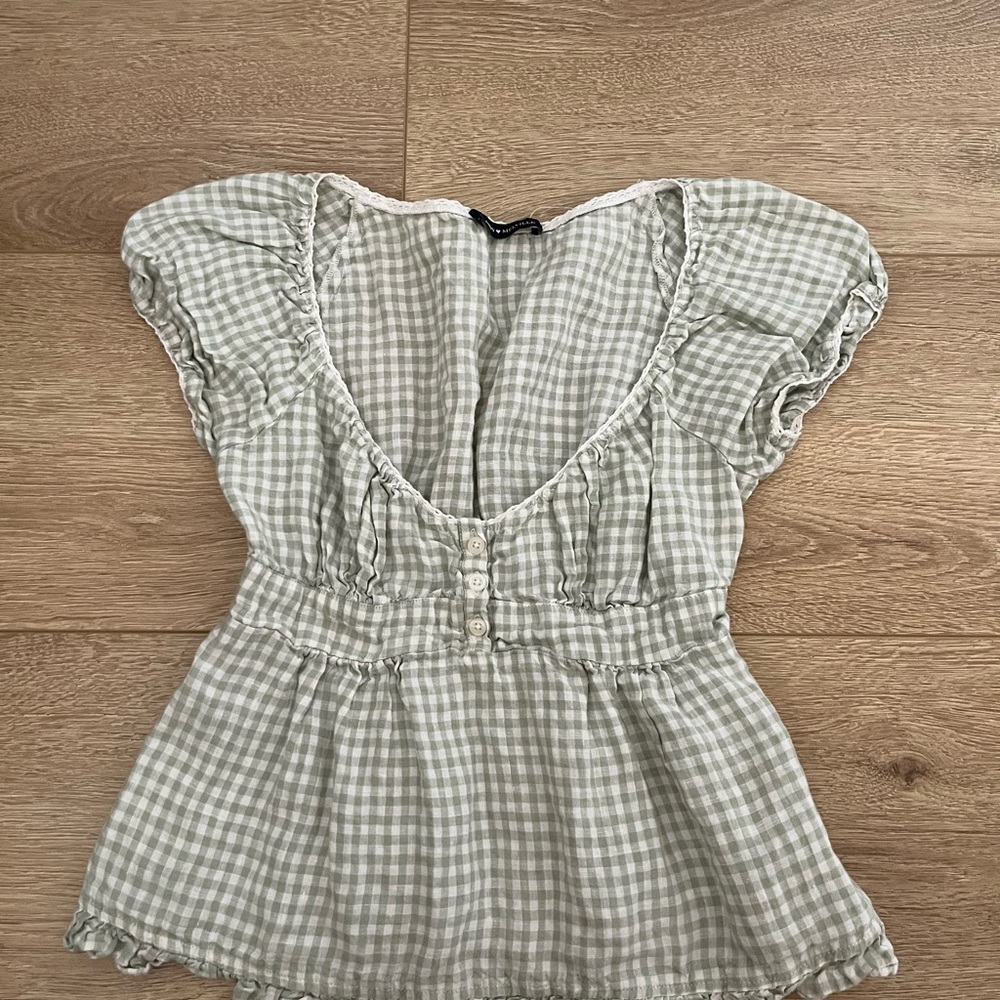 Women's Gingham Checkered baby doll Brandy Melville Top